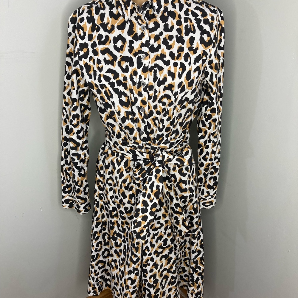 J. Crew Size 8 Leopard Print Long Sleeve Dress